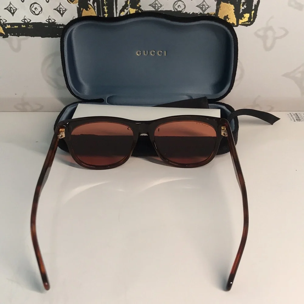 Authentic ✨ Brand New Gucci GG0980S 002 Sunglasses – Tortoise Havana with Orange